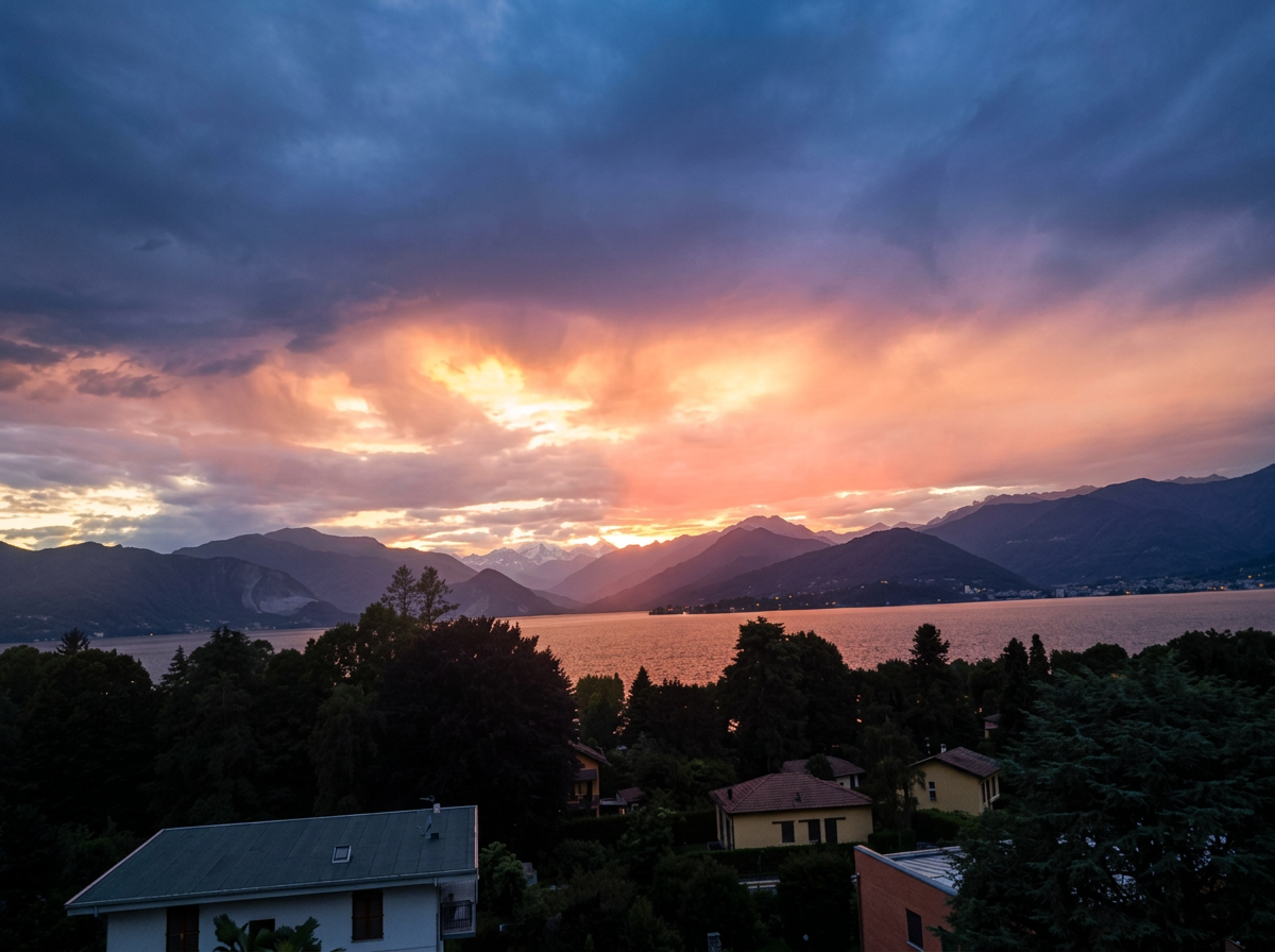Tramonto sul Lago Maggiore visto dall'attico